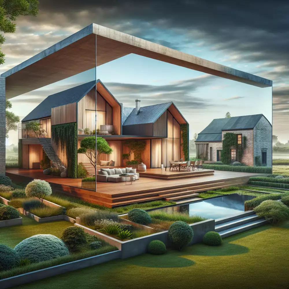 moderní přístavba ke starému domu