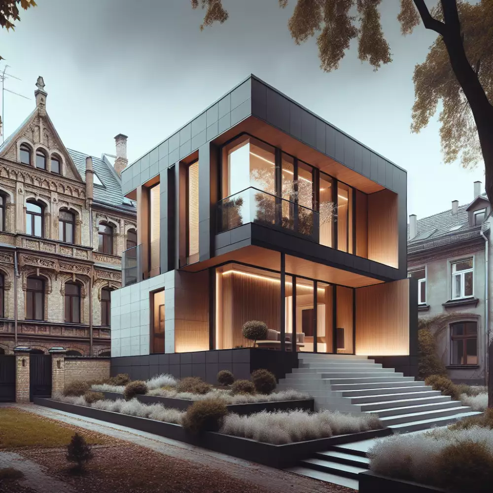 moderní přístavba ke starému domu