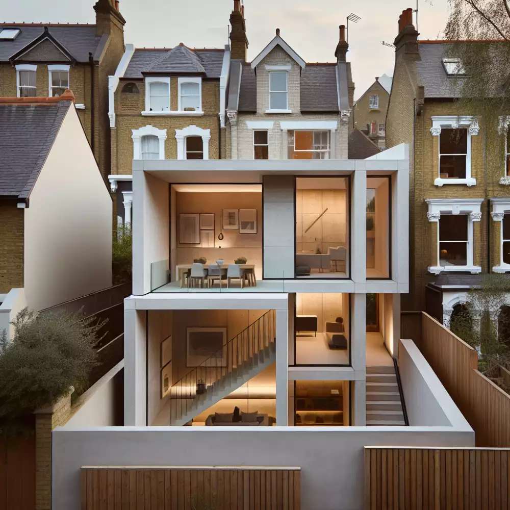 moderní přístavba ke starému domu